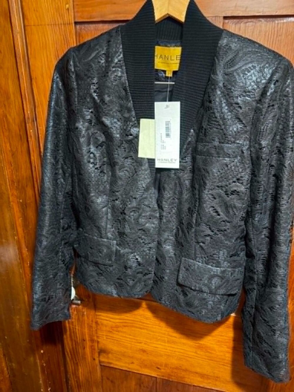 NWT $650 retail! Hanley Mellon Women's Lace Blazer with Ribbed Shawl Collar 12